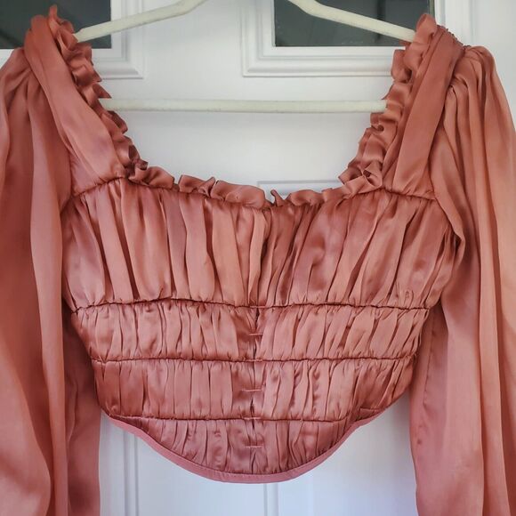 House of Cb Palais Rouge Ruched Organza Corset Pink 100% Pure Silk Women's Small - Picture 5 of 15